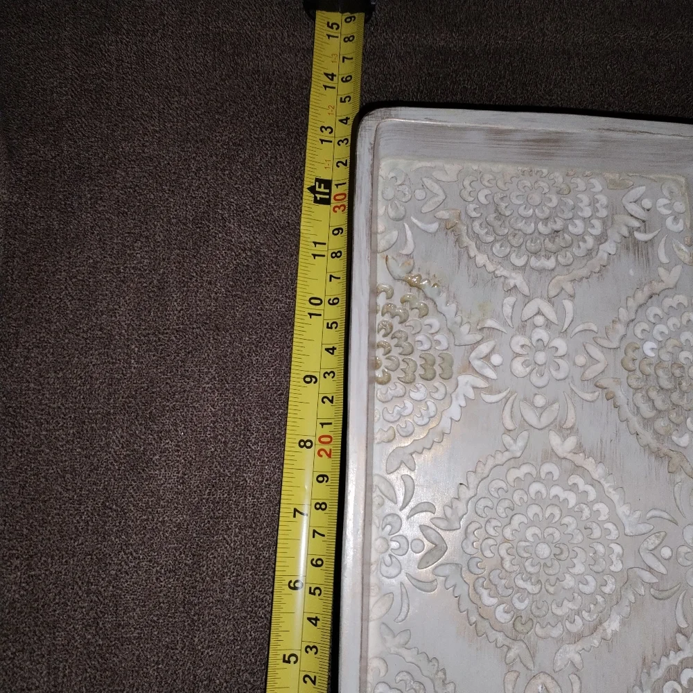 Cost Plus World Market Cream Vanity Tray Floral Design
